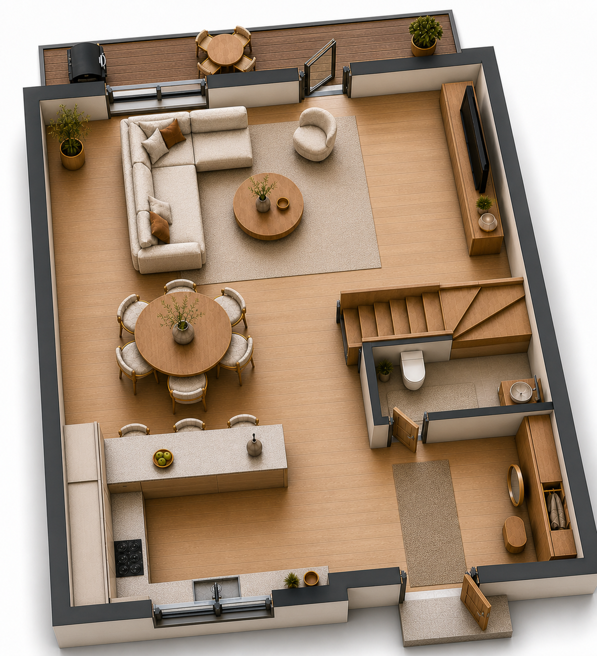 Namo 10.2 – keturbučio kairės pusės I aukšto 3D planas